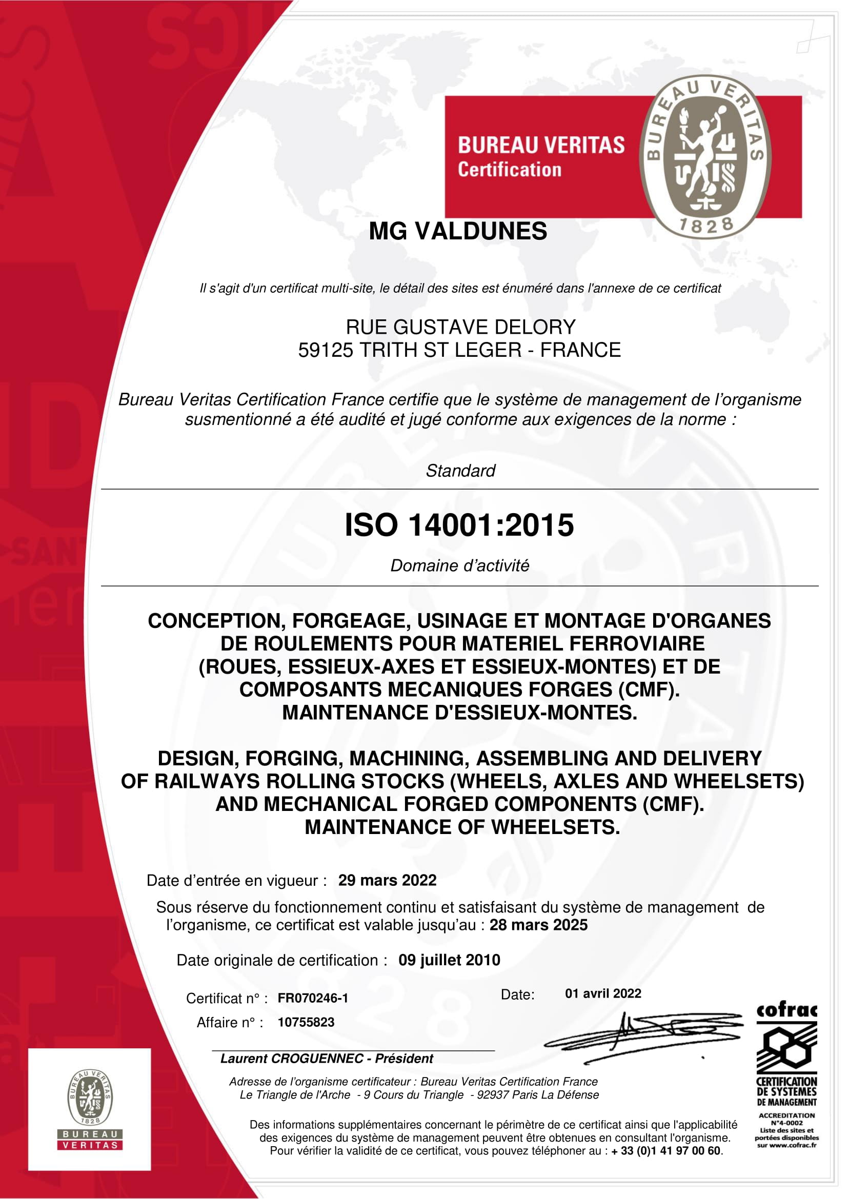 ISO 14001-2015 VALDUNES INDUSTRIES
